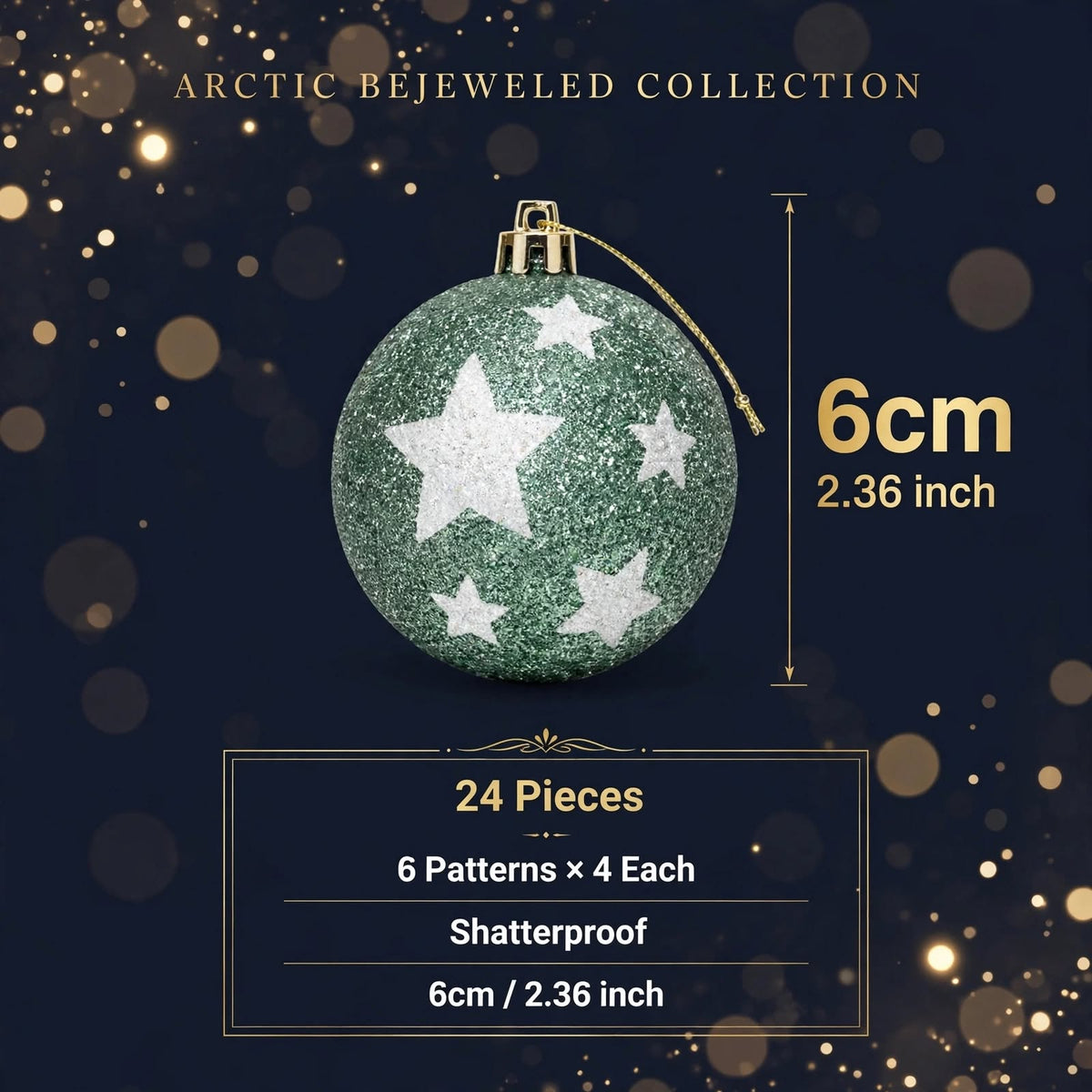24-Piece Seafoam Green Christmas Bauble Set - 6cm