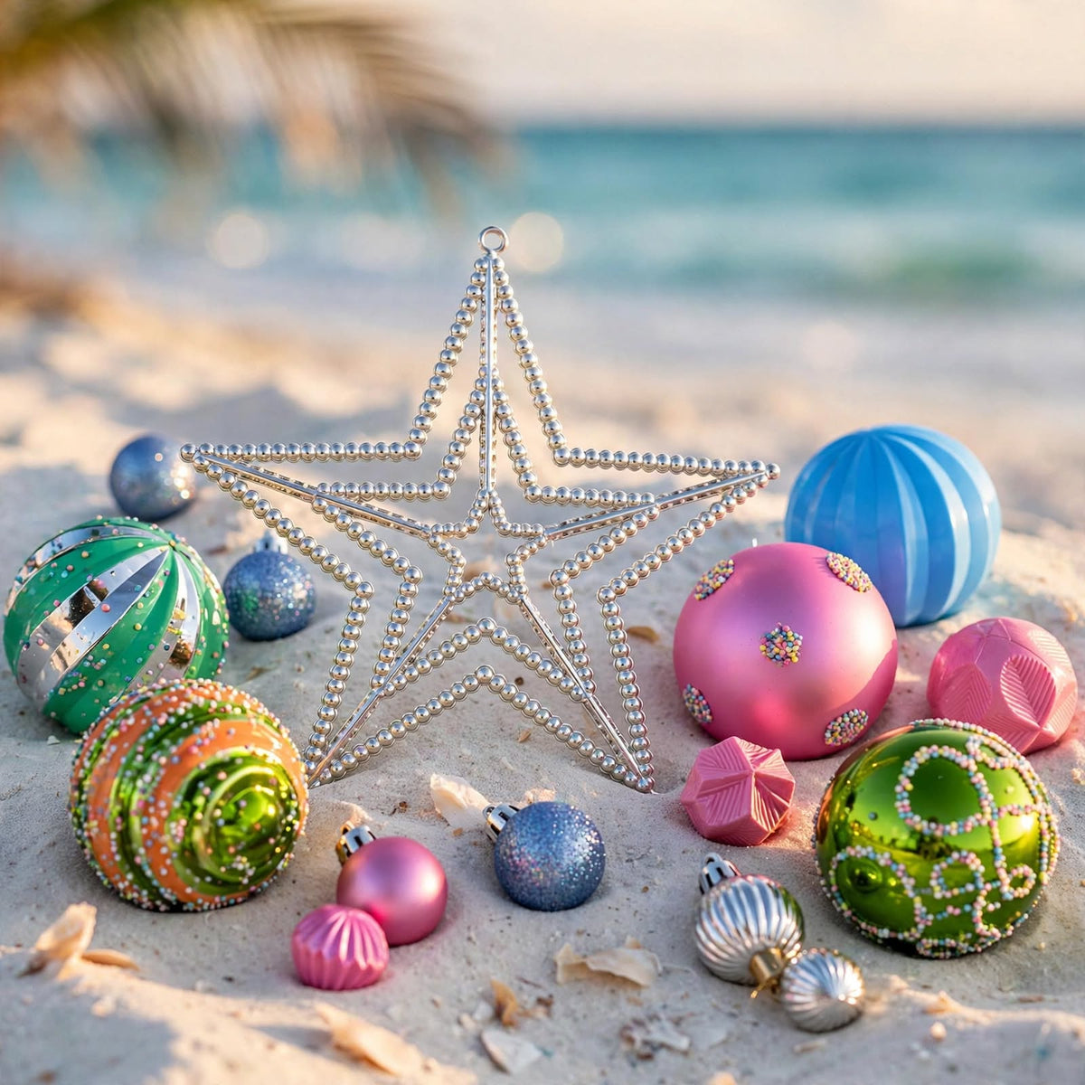50-Piece Colorful Christmas Ornament Set with Star