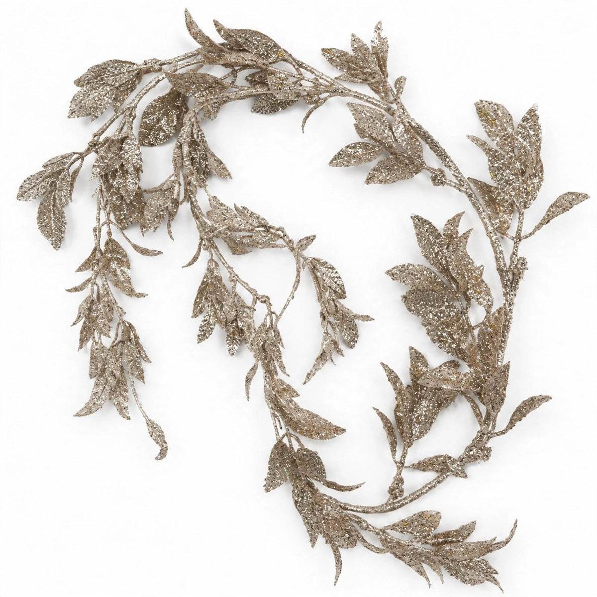 Champagne Glitter Leaf Christmas Garland – 180 cm
