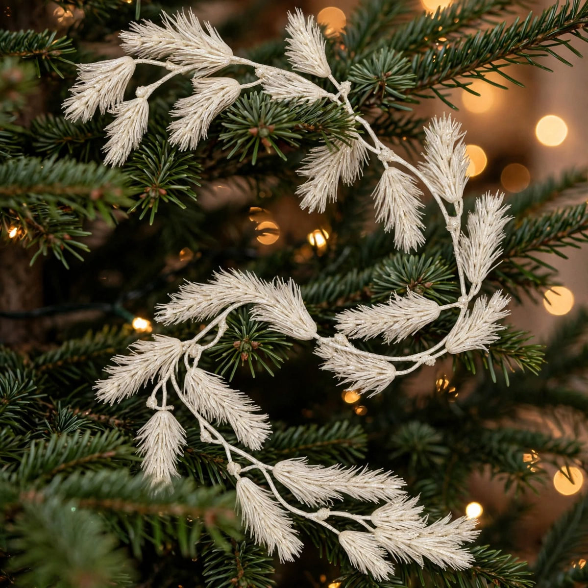 Warm Ivory Pine Needle Christmas Garland – 180cm