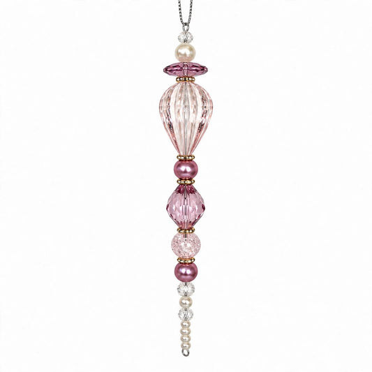 Purple and Clear Beaded Drop Christmas Ornament