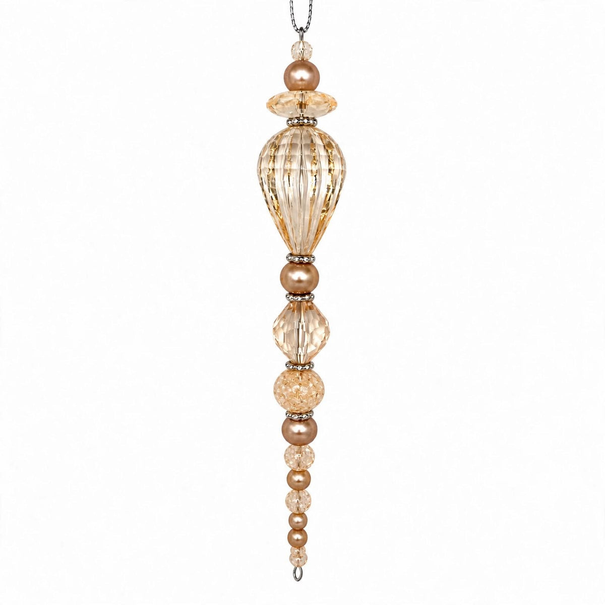 Champagne Beaded Icicle Christmas Ornament