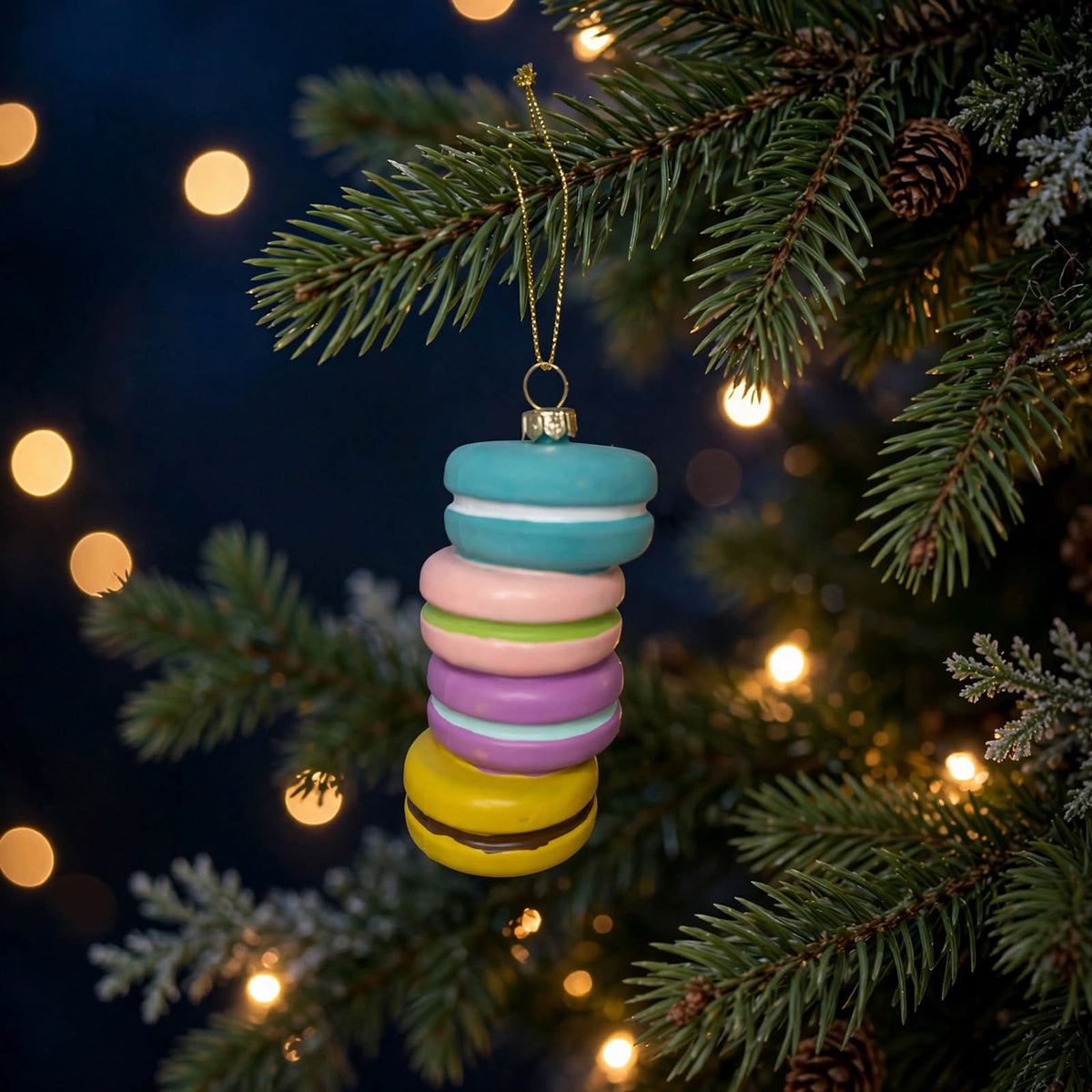 Pastel Macaron Stack Christmas Ornament