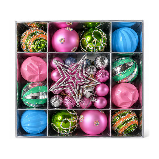 50-Piece Colorful Christmas Ornament Set with Star